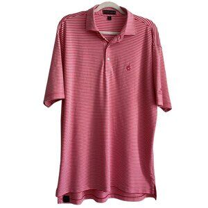 Peter Millar Summer Comfort Red & White Striped Polo Shirt L Golf